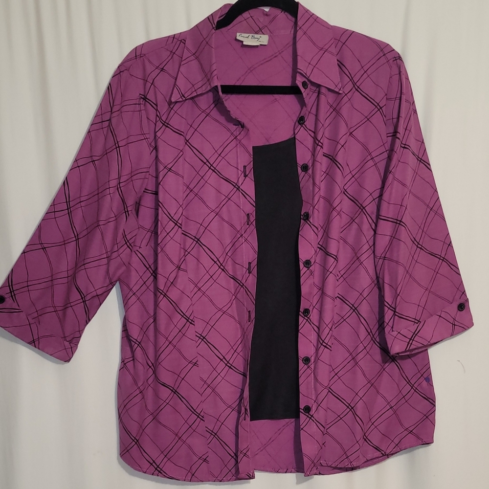Coral Bay Plus Magenta Plaid Button-Front Women’s Shirt